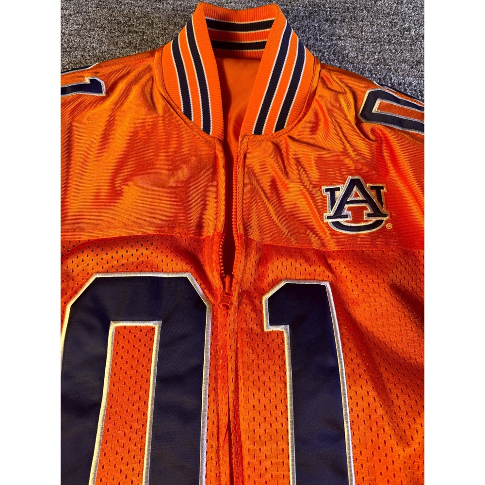 Vintage Auburn Tigers NCAA Football Jacket Mens Orange Navy Full Zip Winter #01 - Picture 6 of 15